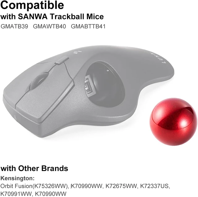 Alt view image 3 of 7 - SANWA 2PCS 40mm/1.57in Trackball Replacement Ball for GMAWTB40, GMABTTB41, GMATB39, Kensington Orbit Fusion, and Other Compatible Trackball Mice, Glossy Red + Purple