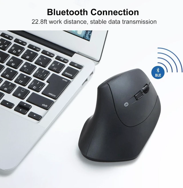 Alt view image 4 of 7 - SANWA ERG11N Silent Click Bluetooth Ergo Mouse + Bluetooth Numeric Keypad Set, Programmable Vertical Mouse, Wireless Ten Key Number Pad, Compatible with Mac, Windows, Laptop, PC, Tablet, Android, iOS