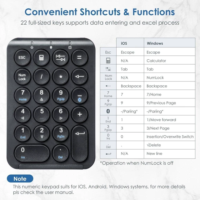 Alt view image 7 of 7 - SANWA Tb130 Bluetooth Trackball Mouse + Numeric Keypad Combo, Silent Click Roller Ball Mice, 4 DPI Adjustable, Rechargeable Wireless Ten Key Portable, Compatible with MacBook, Windows, Laptop, iOS