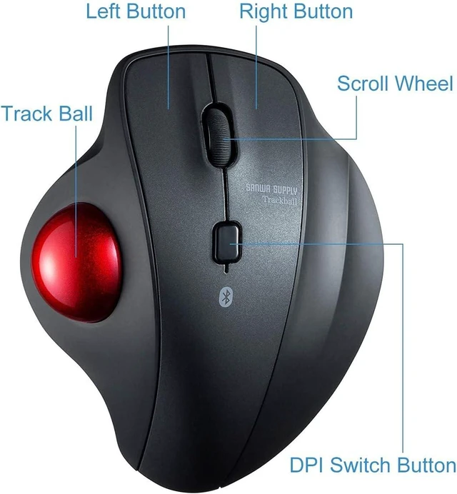 Alt view image 2 of 7 - SANWA Tb130 Bluetooth Trackball Mouse + Numeric Keypad Combo, Silent Click Roller Ball Mice, 4 DPI Adjustable, Rechargeable Wireless Ten Key Portable, Compatible with MacBook, Windows, Laptop, iOS