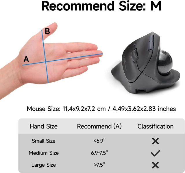 Alt view image 6 of 7 - SANWA Vertical Trackball Mouse + 34mm Silver Ball, 2.4GWireless & Bluetooth
For Medium Hands, Silent Click, Programmable with Software, Glossy Ball Craft, Compatible with Win, Mac, Laptop, Chrome, PC