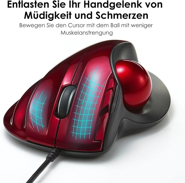 Alt view image 2 of 7 - SANWA Wired Trackball Mouse with Tilt Scroll + 34mm Silver Replacement Ball GMATB44RN Rollerball Mice, 400/800/1200/1600 DPI, Glossy Craft, Compatible with Mac, Laptop, Windows, Chrome OS