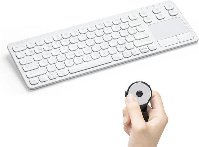 Main image of SANWA 3 in 1 Bluetooth Ring Mouse + Bluetooth Touchpad Keyboard Set, Wireless Presentation Clicker, Video Scroller & Page Turn for Kindle APP, Mini Wearable Mouse, Rechargeable Trackpad for PC, Laptop