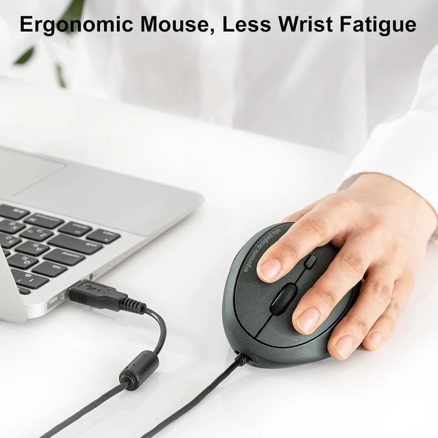 Alt view image 2 of 7 - SANWA 16L Wired Left-Hand Ergo Mouse + 17WL Wireless Left-Hand Ergo Mouse, Optical Vertical Mice for Small Medium Hands, Reduce Wrist Strain, Compatible with Laptop, Desktop, Windows, Mac