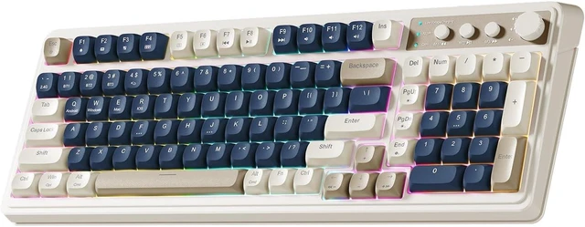 Main image of AULA Keyboard,99 Keys Membrane Computer Keyboards with Number Pad-Blue-Grey