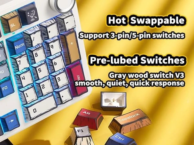 Alt view image 6 of 7 - Aula F99 Pro Mechanical Keyboard, Wireless Gaming Keyboards RGB Backlit Hot Swappable Custom Creamy Bluetooth Computer Keyboard, Tri-Mode BT5.0/2.4GHz/USB-C, Pre-lubed Switches PBT Keycaps