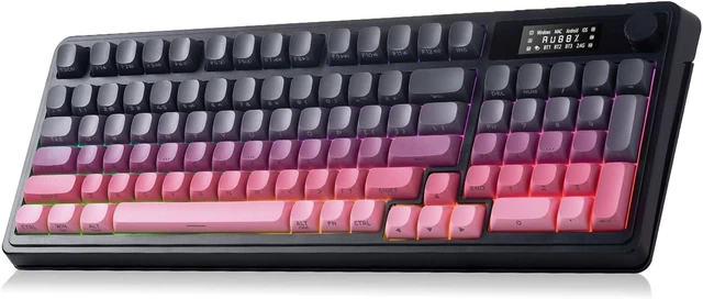 Main image of AULA S99 Pro Keyboard, Wireless Keyboards with Media Knob Custom RGB Backlit, 3-Modes BT/2.4G/USB-C Membrane Gaming Creamy Keyboard for Windows/MAC/PC Gamer - Black Pink