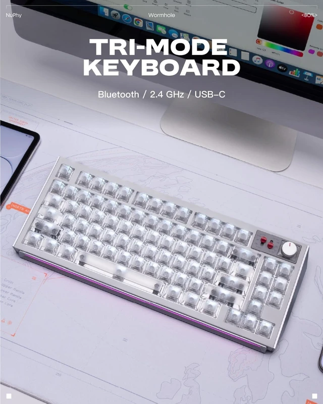 Alt view image 2 of 7 - nuphy WH80 Hot-Swap Rapid Trigger Wireless Magnetic Keyboard with knob Custom RGB Backlit Gaming Keyboard, 80% Layout, Tri-mode Hall Effect, 83 Keys, Support BT/2.4GHz/USB-C, Quick Mode Toggle