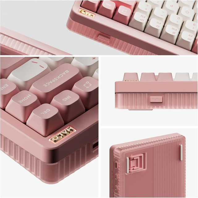 Alt view image 5 of 6 - nuphy Halo75 V2 Mechancial Gaming Kyeboard,75% Wireless Hot Swappable Bluetooth Keyboard,83 Kyes RGB Backlit Keyboard,Support Bluetooth/2.4GHz/USB-C-Pink Silent Red Clear-Top Switch