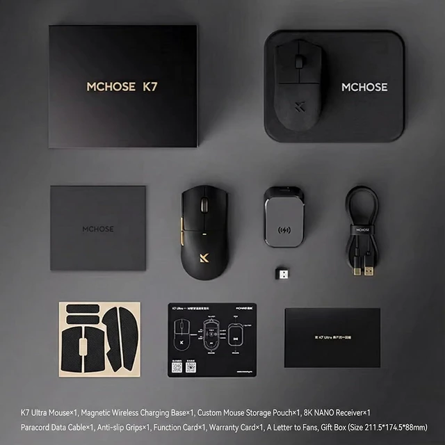 Alt view image 4 of 7 - Hyekit MCHOSE K7 Ultra Wireless Gaming Mouse with Magnetic Charging Dock
PAW3950 Optical Sensor, Dual 8K Polling, 42,000 DPI, 59g Lightweight, 130 Hour Battery Life, Programmable Buttons, Magenta