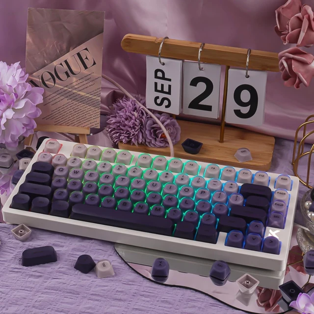 Alt view image 3 of 7 - Tliquid Foundation Purple HOA Keycaps for Mechanical Keyboards
Translucent purple gradient design, HOA profile, double-shot ABS PC material, 128-key full set, frosted surface fingerprints