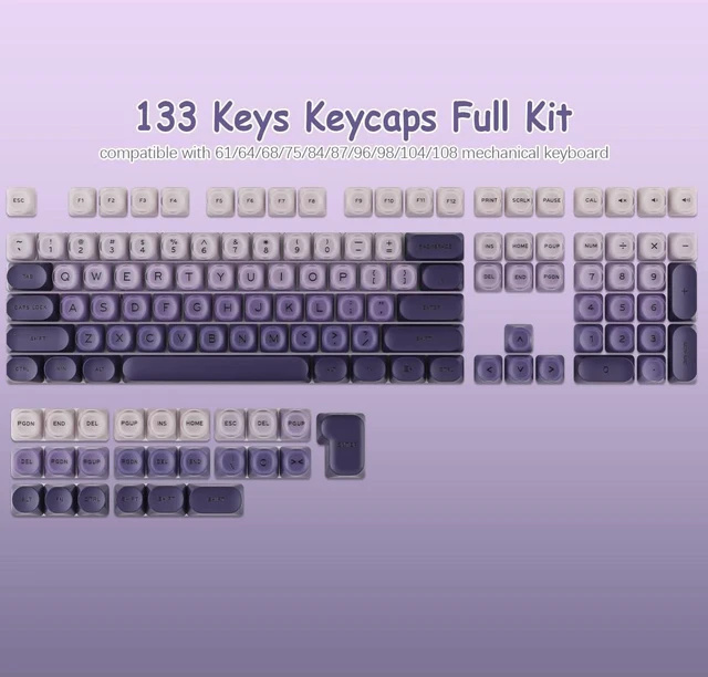 Alt view image 2 of 7 - Tliquid Foundation Purple HOA Keycaps for Mechanical Keyboards
Translucent purple gradient design, HOA profile, double-shot ABS PC material, 128-key full set, frosted surface fingerprints