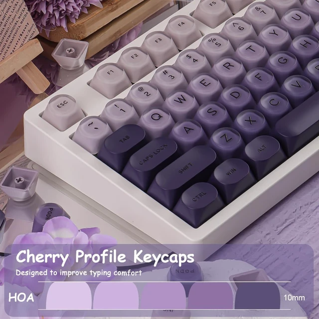 Alt view image 5 of 7 - Tliquid Foundation Purple HOA Keycaps for Mechanical Keyboards
Translucent purple gradient design, HOA profile, double-shot ABS PC material, 128-key full set, frosted surface fingerprints