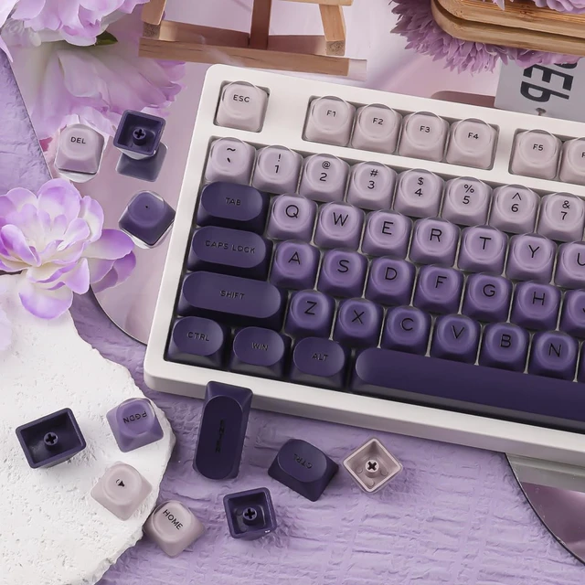 Alt view image 7 of 7 - Tliquid Foundation Purple HOA Keycaps for Mechanical Keyboards
Translucent purple gradient design, HOA profile, double-shot ABS PC material, 128-key full set, frosted surface fingerprints