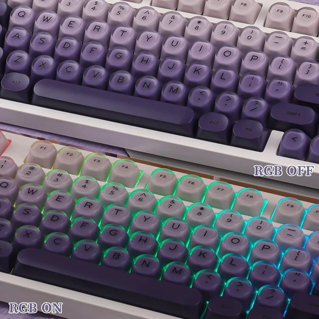Alt view image 6 of 7 - Tliquid Foundation Purple HOA Keycaps for Mechanical Keyboards
Translucent purple gradient design, HOA profile, double-shot ABS PC material, 128-key full set, frosted surface fingerprints