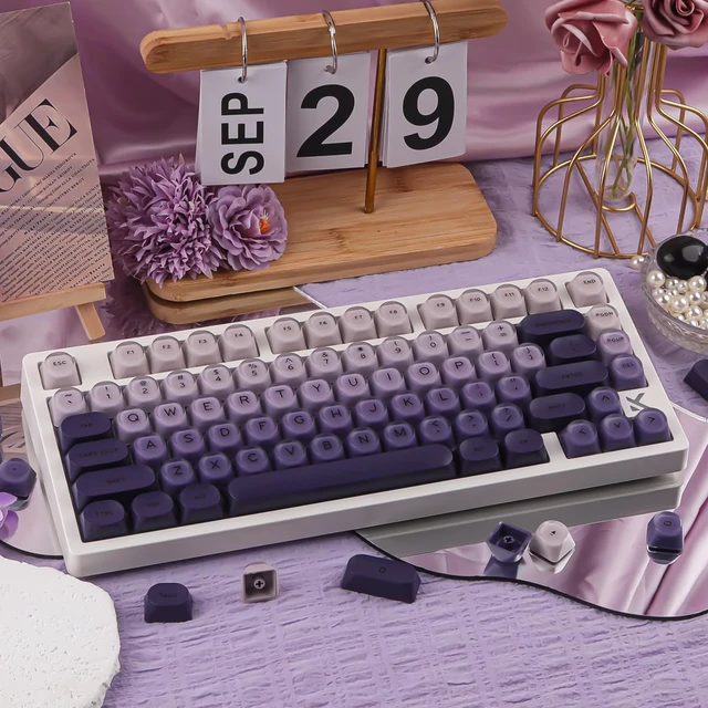 Alt view image 4 of 7 - Tliquid Foundation Purple HOA Keycaps for Mechanical Keyboards
Translucent purple gradient design, HOA profile, double-shot ABS PC material, 128-key full set, frosted surface fingerprints