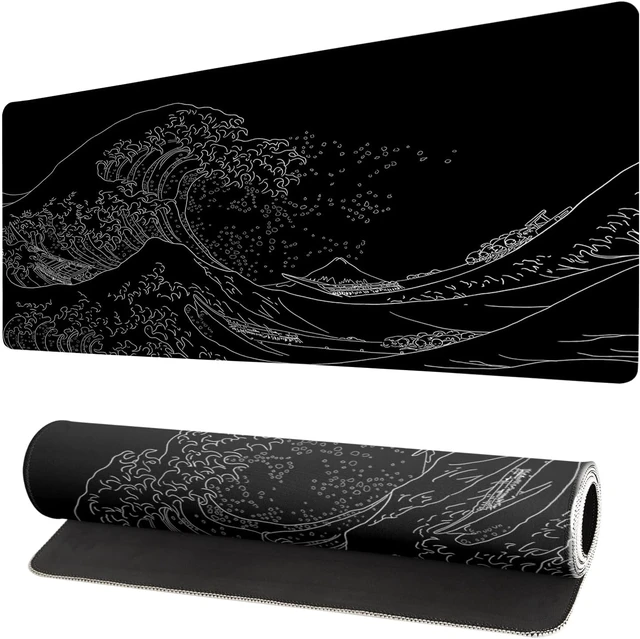 Main image of Extended Gaming Mouse Pad, Large Gaming Mouse Waterproof with Stitched Edges, Non-Slip Desktop Pad for Home and Office, Level Up Your 31.5x11.8 Inch (Black Wave)