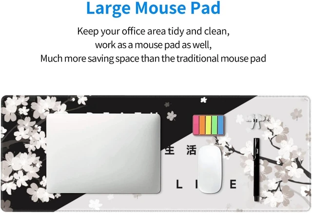 Alt view image 7 of 7 - Extended Gaming Mouse Pad, Large Gaming Mouse Waterproof with Stitched Edges, Non-Slip Desktop Pad for Home and Office, Level Up Your 31.5x11.8 Inch (Black and White Life)