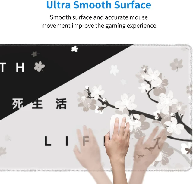 Alt view image 5 of 7 - Extended Gaming Mouse Pad, Large Gaming Mouse Waterproof with Stitched Edges, Non-Slip Desktop Pad for Home and Office, Level Up Your 31.5x11.8 Inch (Black and White Life)