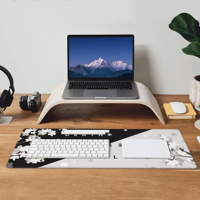 Alt view image 2 of 7 - Extended Gaming Mouse Pad, Large Gaming Mouse Waterproof with Stitched Edges, Non-Slip Desktop Pad for Home and Office, Level Up Your 31.5x11.8 Inch (Black and White Life)