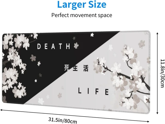 Alt view image 4 of 7 - Extended Gaming Mouse Pad, Large Gaming Mouse Waterproof with Stitched Edges, Non-Slip Desktop Pad for Home and Office, Level Up Your 31.5x11.8 Inch (Black and White Life)
