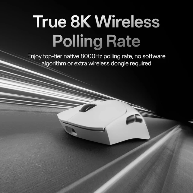 Alt view image 6 of 7 - Rapoo VT7 V2 Wireless Gaming Mouse, True 8K Wireless Polling Rate, 53g Lightweight, Up to 750 Hr Battery, Nordic nRF54L15 MCU, 100-Million Mechanical Switch, 10 Programmable Buttons, White