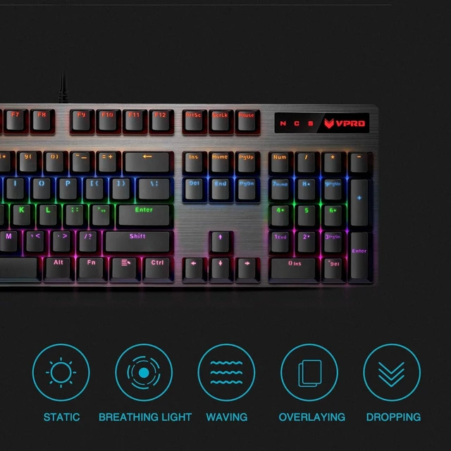 Alt view image 3 of 7 - Rapoo V500PRO Wired Mechanical Gaming Keyboard Blue Switches