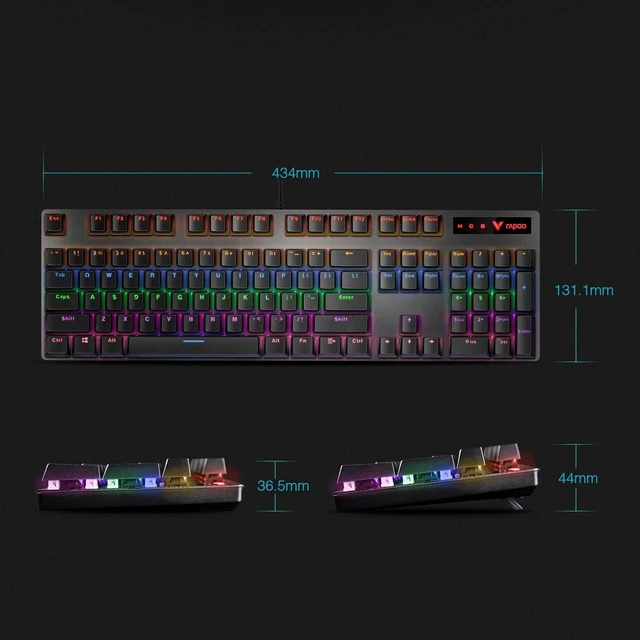 Alt view image 7 of 7 - Rapoo V500PRO Wired Mechanical Gaming Keyboard Blue Switches