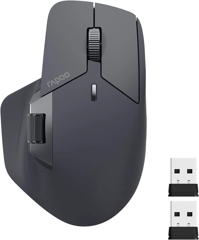 Main image of Rapoo MT760 Multi-Device Wireless Mouse, Bluetooth 5.0 and 2.4G Multi-Mode Connection, Up to 4 Devices, 11 Programmable Buttons, 4K DPI, 90 Days Battery Life, PC, Matte Black