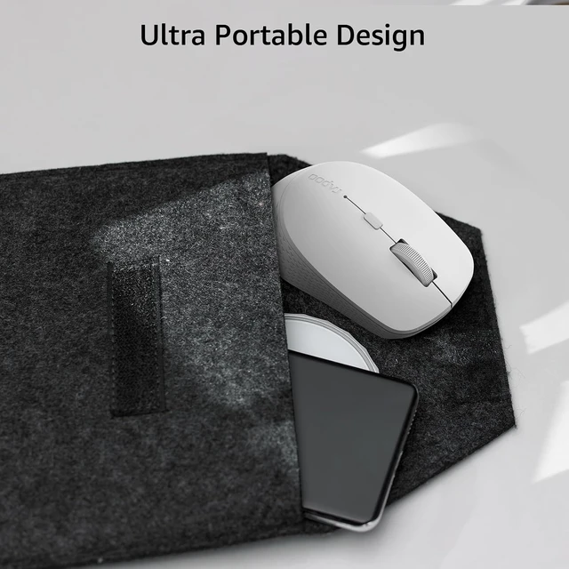Alt view image 6 of 7 - Rapoo M300G Silent Wireless Mouse, Bluetooth Mouse for Laptop, 2.4GHz with USB Receiver, 2400 Adjustable DPI Optical Tracking, 1 Year Battery Life, Compatible with PC, Grey