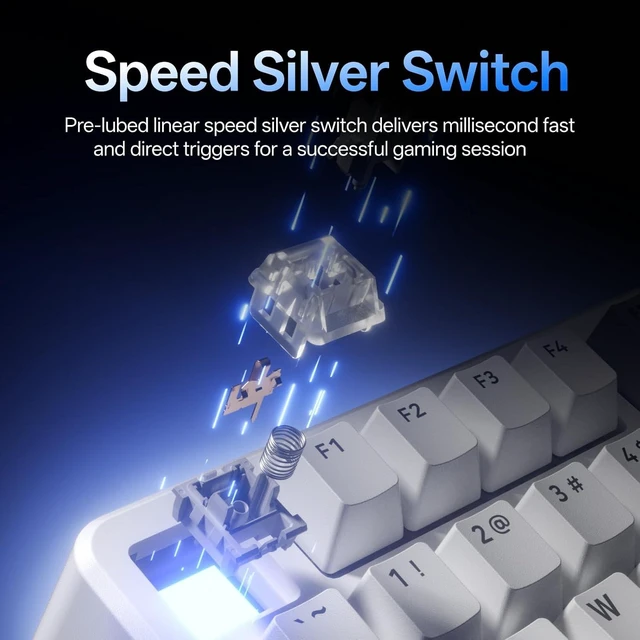 Alt view image 2 of 7 - Rapoo V700DIY-98 Wireless Mechanical Keyboard, BT5.0 + 2.4GHz, Hot Swappable Custom Gaming Keyboard, Speed Silver Linear Switch, 16.8M Per-Key RGB, Gasket Mount, Creamy Sound, Full Anti-Ghosting, Blue