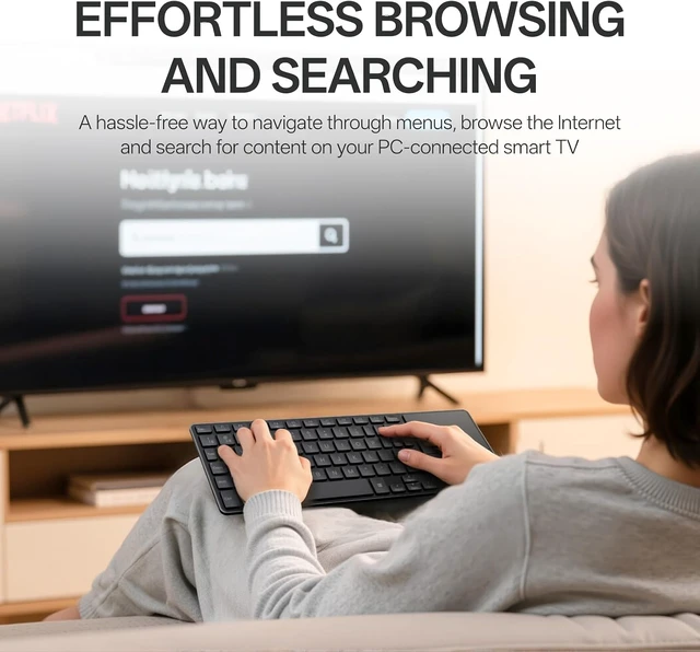 Alt view image 5 of 7 - Rapoo Mini Wireless Keyboard with Touchpad, Multi-Device HTPC Keyboard for PC-Connected TV/Tablet/Steam Deck/Gaming Console/Raspberry Pi/Mini PC - Support Touch Gestures for Windows & Mac