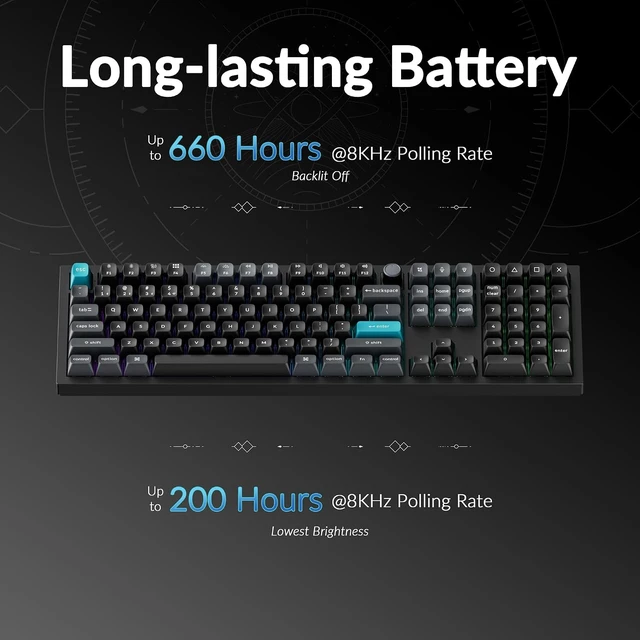 Alt view image 3 of 7 - Keychron Q6 Ultra 8K Full-Size Wireless Mechanical Keyboard, Aluminum Black
2.4 GHz/Bluetooth 5.3/USB-C, 660H battery, ZMK programmable knob, Hot-Swappable PBT keycaps with RGB, Mac/Windows/Linux