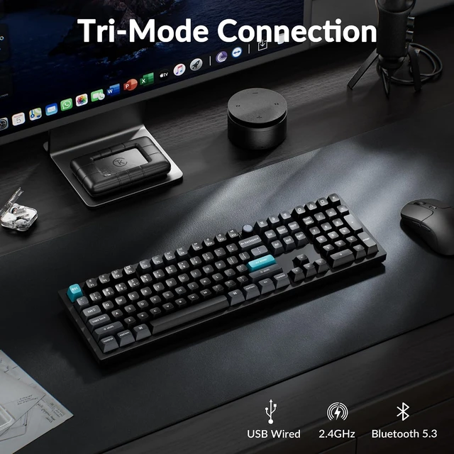 Alt view image 4 of 7 - Keychron Q6 Ultra 8K Full-Size Wireless Mechanical Keyboard, Aluminum Black
2.4 GHz/Bluetooth 5.3/USB-C, 660H battery, ZMK programmable knob, Hot-Swappable PBT keycaps with RGB, Mac/Windows/Linux