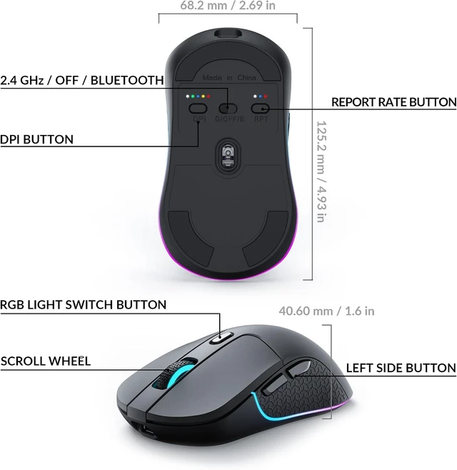 Alt view image 3 of 7 - Keychron M3 Wireless Mouse, PAW3395 Sensor Supports 2.4 GHz/Bluetooth 5.1
Programmable Macro Button 26,000 DPI , 79g Ultra-Light Ergonomic Design Up to 70 Hours Using for PC Mac Laptop - Black