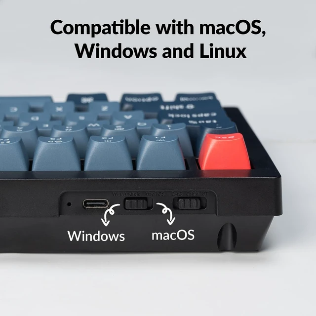 Alt view image 4 of 7 - Keychron V1MD Max QMK Wireless Mechanical Keyboard, 75% Layout Custom Knob
2.4 GHz/Bluetooth 5.1/USB-C Wired, Hot-Swappable, Double-Shot PBT Keycaps, Gasket Mount, South-Facing RGB, Mac/Windows/Linux