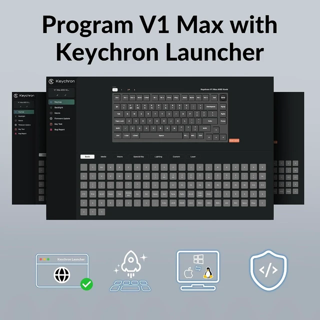 Alt view image 5 of 7 - Keychron V1MD Max QMK Wireless Mechanical Keyboard, 75% Layout Custom Knob
2.4 GHz/Bluetooth 5.1/USB-C Wired, Hot-Swappable, Double-Shot PBT Keycaps, Gasket Mount, South-Facing RGB, Mac/Windows/Linux