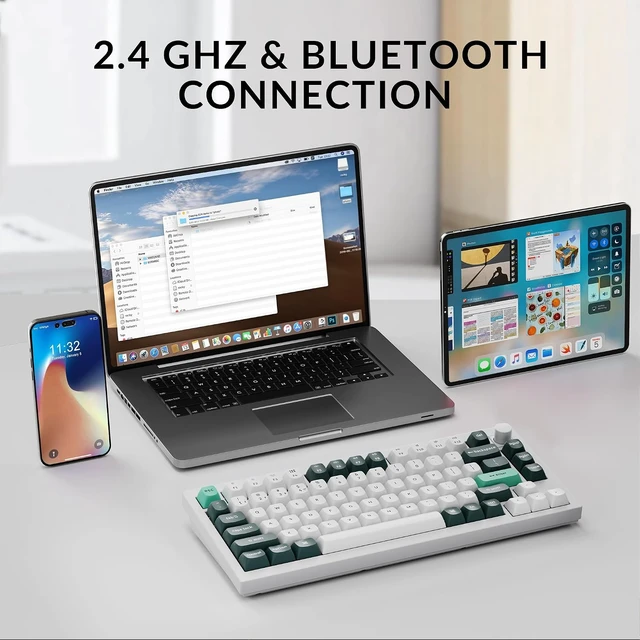 Alt view image 2 of 7 - Keychron Q1 HE Wireless Custom Magnetic Keyboard, QMK Launcher Rapid Trigger 2.4 GHz & Bluetooth 5.2 with Gateron Double-Rail Magnetic Switch for Mac Windows Linux-White