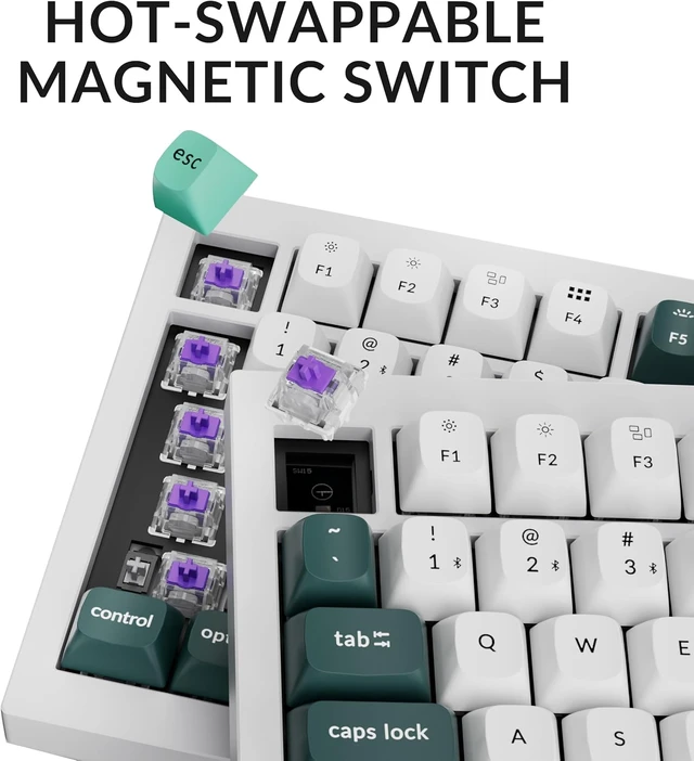 Alt view image 4 of 7 - Keychron Q1 HE Wireless Custom Magnetic Keyboard, QMK Launcher Rapid Trigger 2.4 GHz & Bluetooth 5.2 with Gateron Double-Rail Magnetic Switch for Mac Windows Linux-White