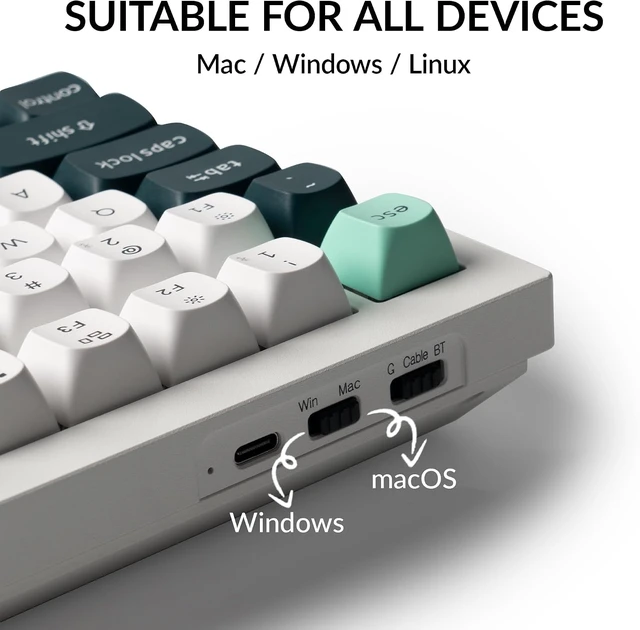 Alt view image 5 of 7 - Keychron Q1 HE Wireless Custom Magnetic Keyboard, QMK Launcher Rapid Trigger 2.4 GHz & Bluetooth 5.2 with Gateron Double-Rail Magnetic Switch for Mac Windows Linux-White