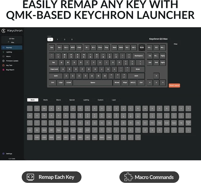 Alt view image 4 of 7 - Keychron Q3 Max Wireless 2.4 GHz Bluetooth Custom Mechanical Keyboard
Full Aluminum Body, QMK Launcher, TKL Layout RGB with Hot-swappable Gateron Banana Switch Compatible with Mac Windows Linux