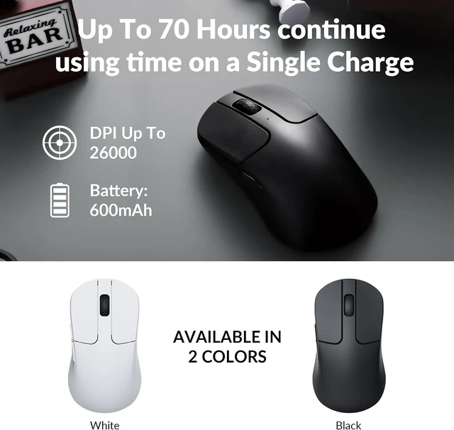 Alt view image 7 of 7 - Keychron M3 Mini Wireless Optical Mouse, Bluetooth 5.1/2.4 GHz/Wired Gaming Mouse, Programmable PixArt 3395 Sensor with up to 26,000 DPI/ 650 IPS, Lightweight Ergonomic for Windows Mac Linux - Black