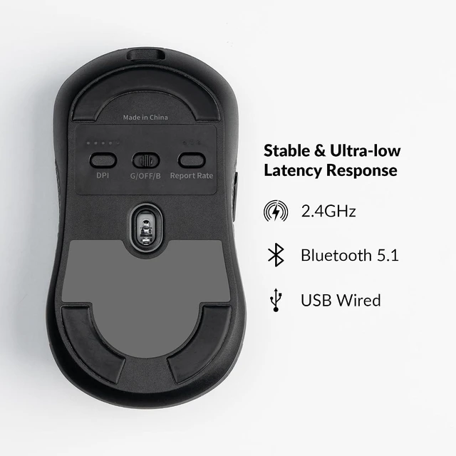 Alt view image 2 of 7 - Keychron M3 Mini Wireless Optical Mouse, Bluetooth 5.1/2.4 GHz/Wired Gaming Mouse, Programmable PixArt 3395 Sensor with up to 26,000 DPI/ 650 IPS, Lightweight Ergonomic for Windows Mac Linux - Black