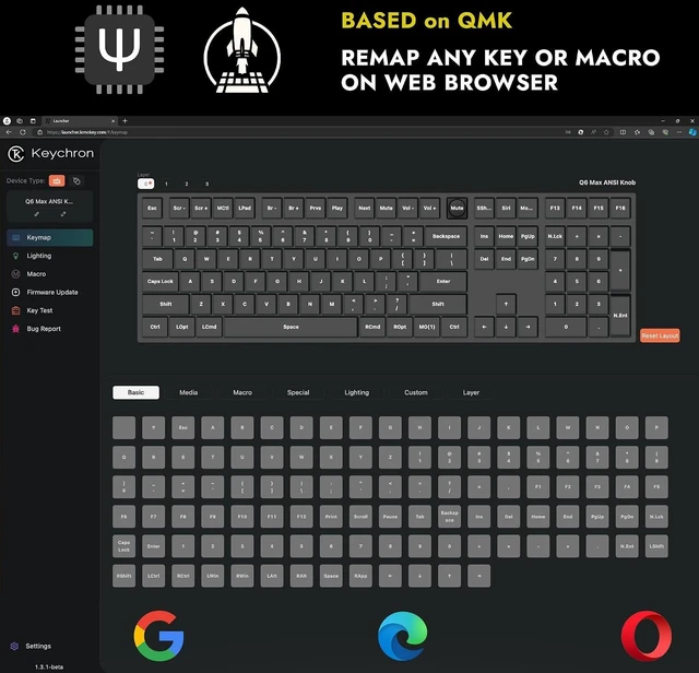 Alt view image 6 of 7 - Keychron Q6 Max Wireless Mechanical Keyboard, Full Size for Work and Gaming QMK Custom, CNC Aluminum, 2.4 GHz/Bluetooth 5.1/USB-C, Hot-Swappable, RGB, Knob, Gateron Red, Side-Printed Keycaps, Black
