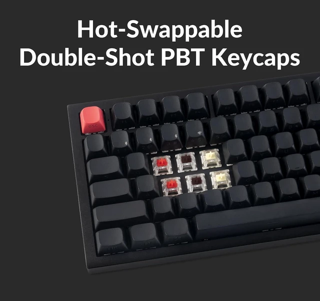 Alt view image 7 of 7 - Keychron Q6 Max Wireless Mechanical Keyboard, Full Size for Work and Gaming QMK Custom, CNC Aluminum, 2.4 GHz/Bluetooth 5.1/USB-C, Hot-Swappable, RGB, Knob, Gateron Red, Side-Printed Keycaps, Black