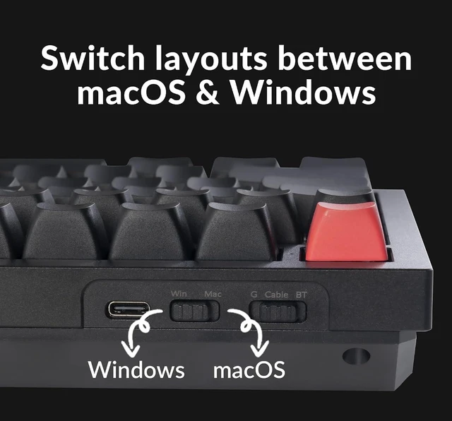 Alt view image 5 of 7 - Keychron Q6 Max Wireless Mechanical Keyboard, Full Size for Work and Gaming QMK Custom, CNC Aluminum, 2.4 GHz/Bluetooth 5.1/USB-C, Hot-Swappable, RGB, Knob, Gateron Red, Side-Printed Keycaps, Black