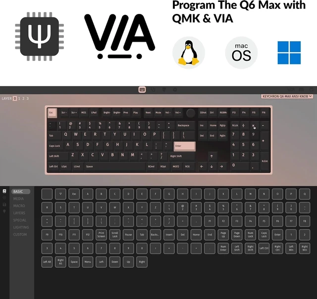 Alt view image 5 of 7 - Keychron Q6 Max Wireless Mechanical Keyboard, Full Size for Work and Gaming
QMK Custom, CNC Aluminum, 2.4 GHz, Bluetooth 5.1, USB-C, Hot-Swappable, RGB, Knob, Gateron Red, for Mac Windows Linux, White
