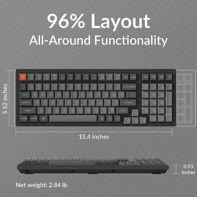 Alt view image 6 of 7 - Keychron K4 Max Mechanical Keyboard Wireless with Number Pad, 2.4 GHz/Bluetooth 5.1/Wired Custom Keyboard with 100 Keys, Programmable RGB Backlight Hot-Swappable for Mac Windows Linux
