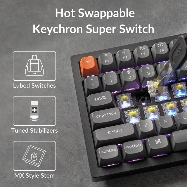 Alt view image 4 of 7 - Keychron K4 Max Mechanical Keyboard Wireless with Number Pad, 2.4 GHz/Bluetooth 5.1/Wired Custom Keyboard with 100 Keys, Programmable RGB Backlight Hot-Swappable for Mac Windows Linux
