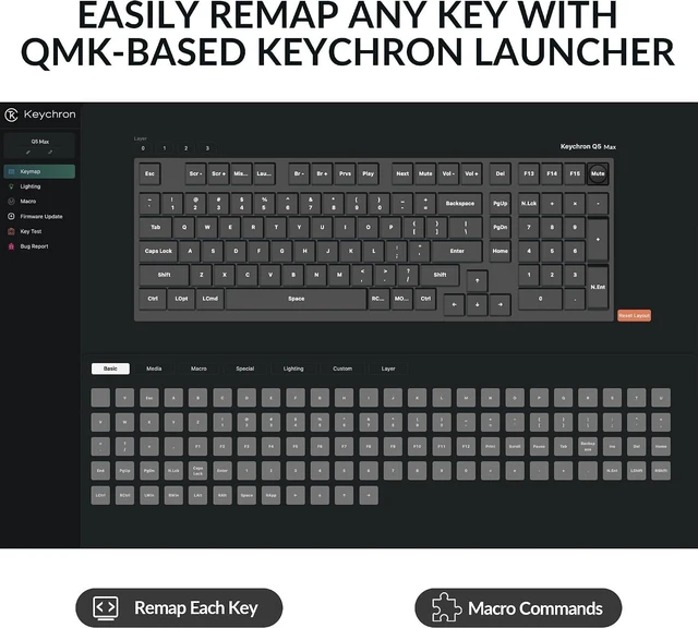 Alt view image 3 of 7 - Keychron Q5 Max Wireless 2.4 GHz Bluetooth Custom Mechanical Keyboard
QMK Launcher, Full Aluminum Body, 96% Layout with Hot-swappable Gateron Red Switch for Mac Windows Linux - Black